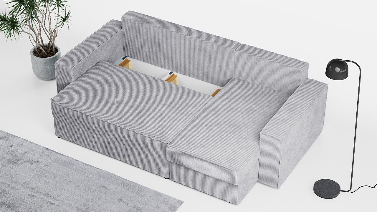 DENVER, Couch L-Form, L Bettsofa mit Wohnzimmer MKS MÖBEL Ecksofa - Schlaffunktion,