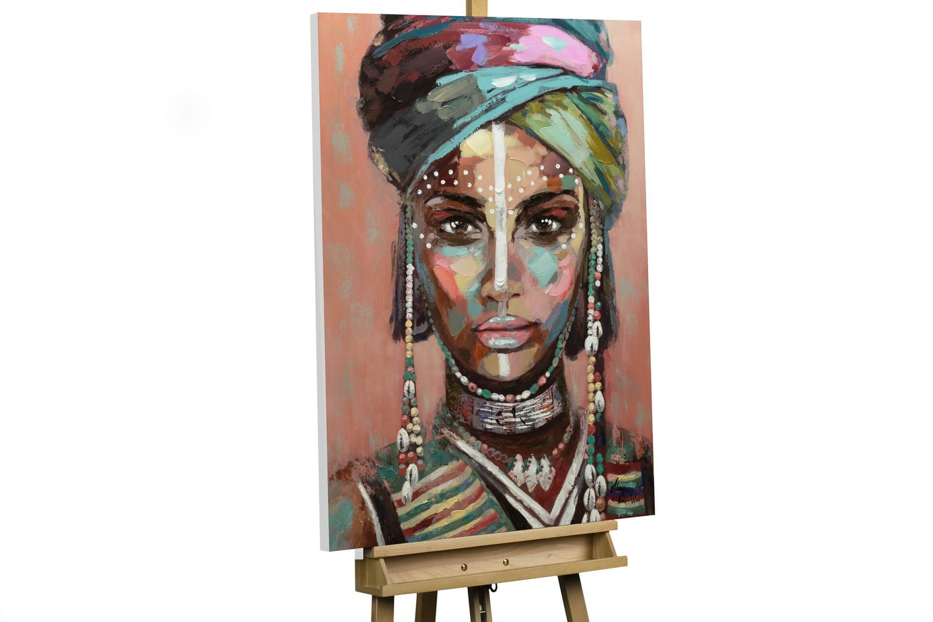 KUNSTLOFT Gemälde Exotische Schönheit 70x100 cm, Leinwandbild 100% HANDGEMALT Wandbild Wohnzimmer