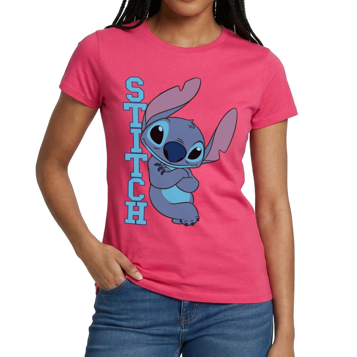 Spreadshirt T-Shirt Lilo & Stitch, Stitch Mit Schriftzug Frauen T-Shirt (1- günstig online kaufen