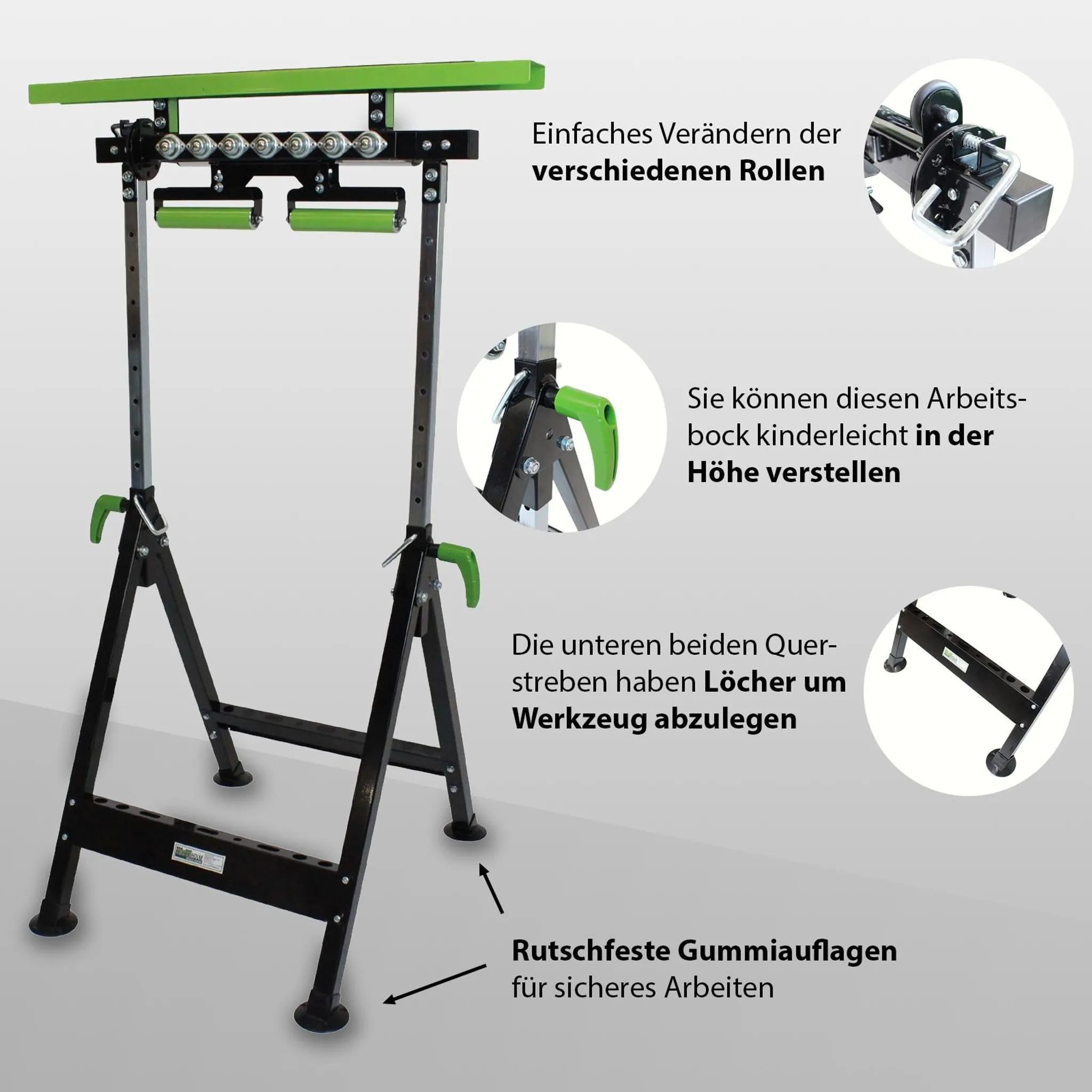 TRUTZHOLM Werkbank V-Rollen Arbeitstisch 4-in-1, (1-tlg), Klappbar, mit V-Rollen