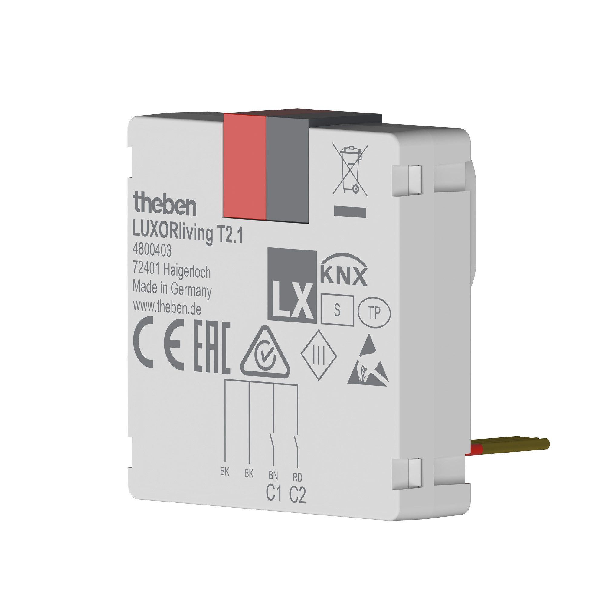 theben LUXORliving T2.1 Smart-Home-Steuerelement, 2-fach Binäreingang, LUXORliving, 4-polig, UP-Dose, Taster