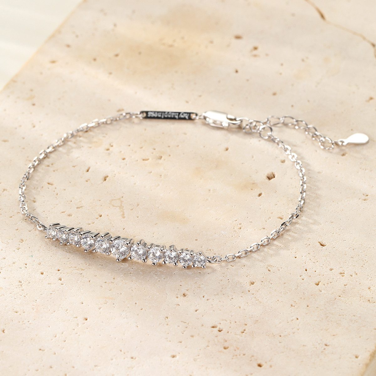 Hey Happiness Tennisarmband Kristalle Herz/ Kreis, zur Auswahl, 925er Silber Damen Armkette Zirkonia, Brautschmuck