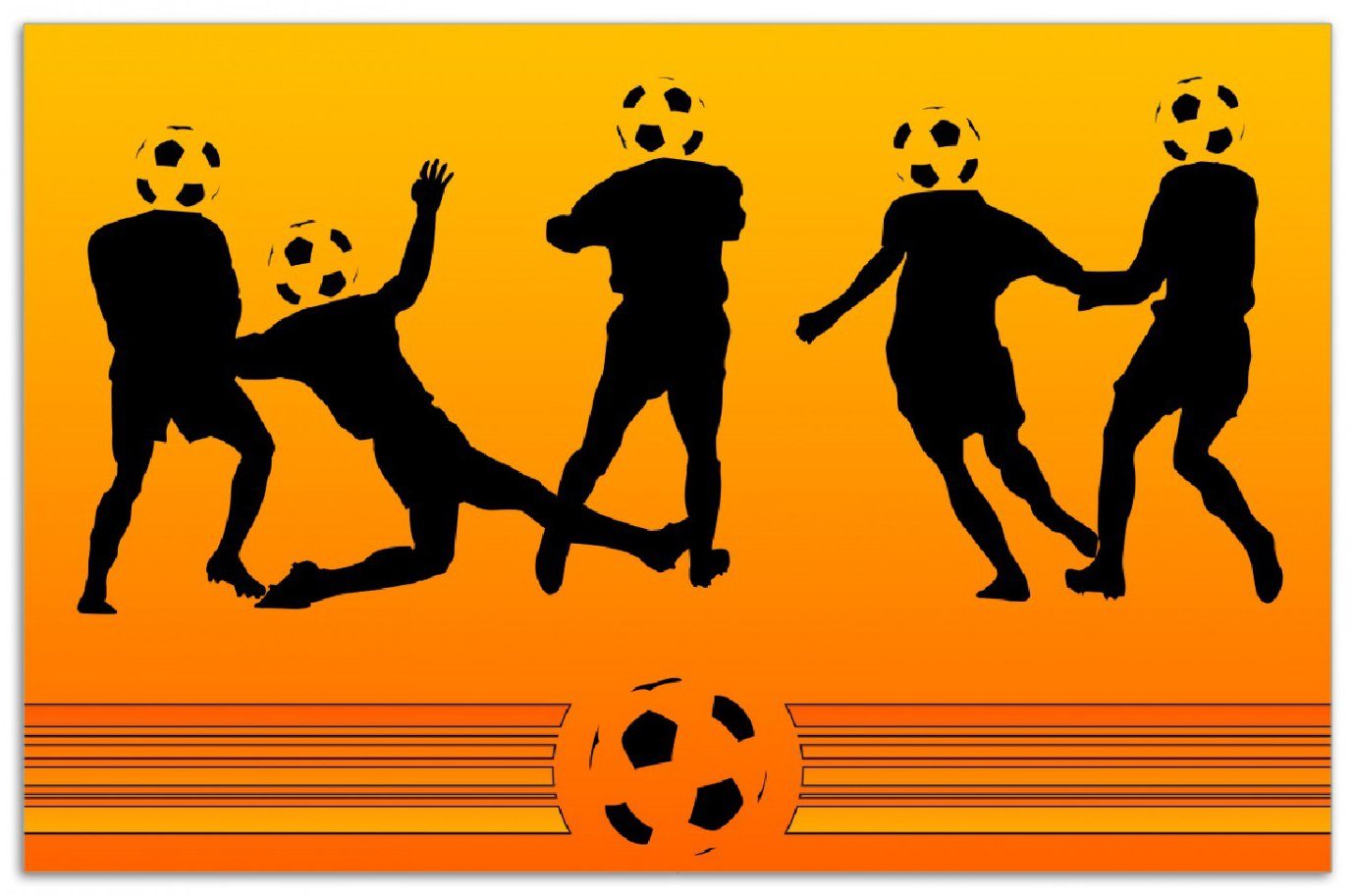 Wallario Herd-Abdeckplatte Fußball im Comic Noppen), Stil, (Glasplatte, tlg., ESG-Sicherheitsglas, 5mm Fußballspieler verschiedene Größen 1 - inkl. Orange