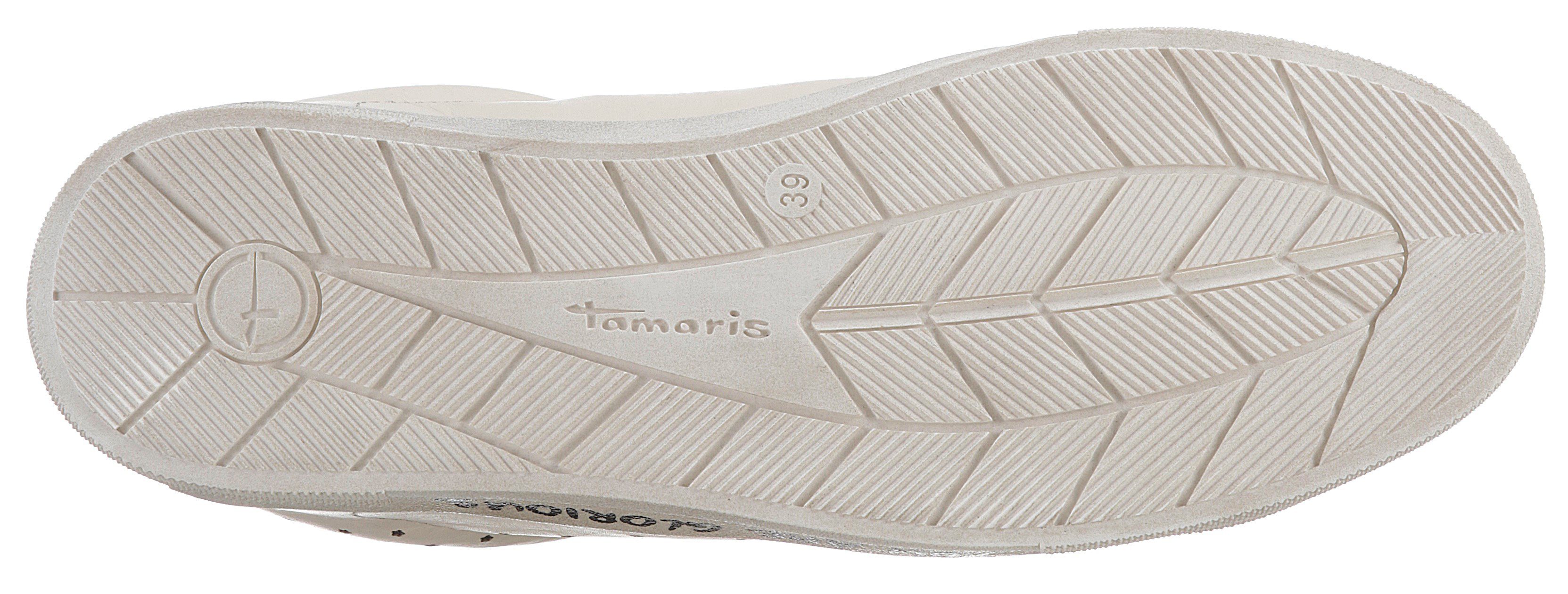 mit WHITE/LT GREY Tamaris Sneaker Sternchen-Perforation (21203615) ALEXIA seitlicher
