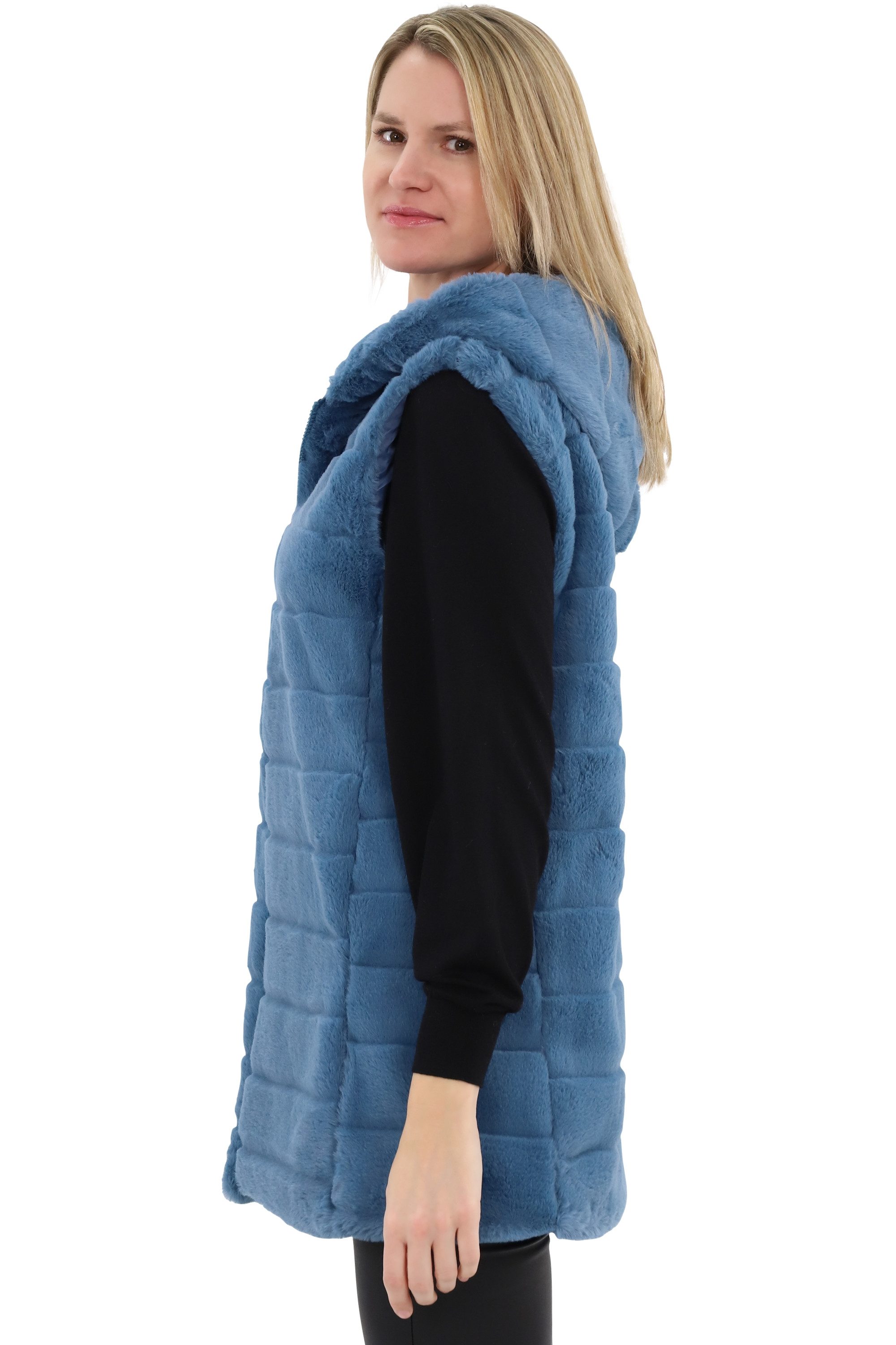 malito more than fashion Longweste malito Damen Longweste mit Kapuze, gerip günstig online kaufen