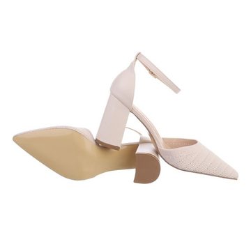 Ital-Design Damen Abendschuhe Elegant Schnürpumps (82291830) Blockabsatz High Heel Pumps in Beige