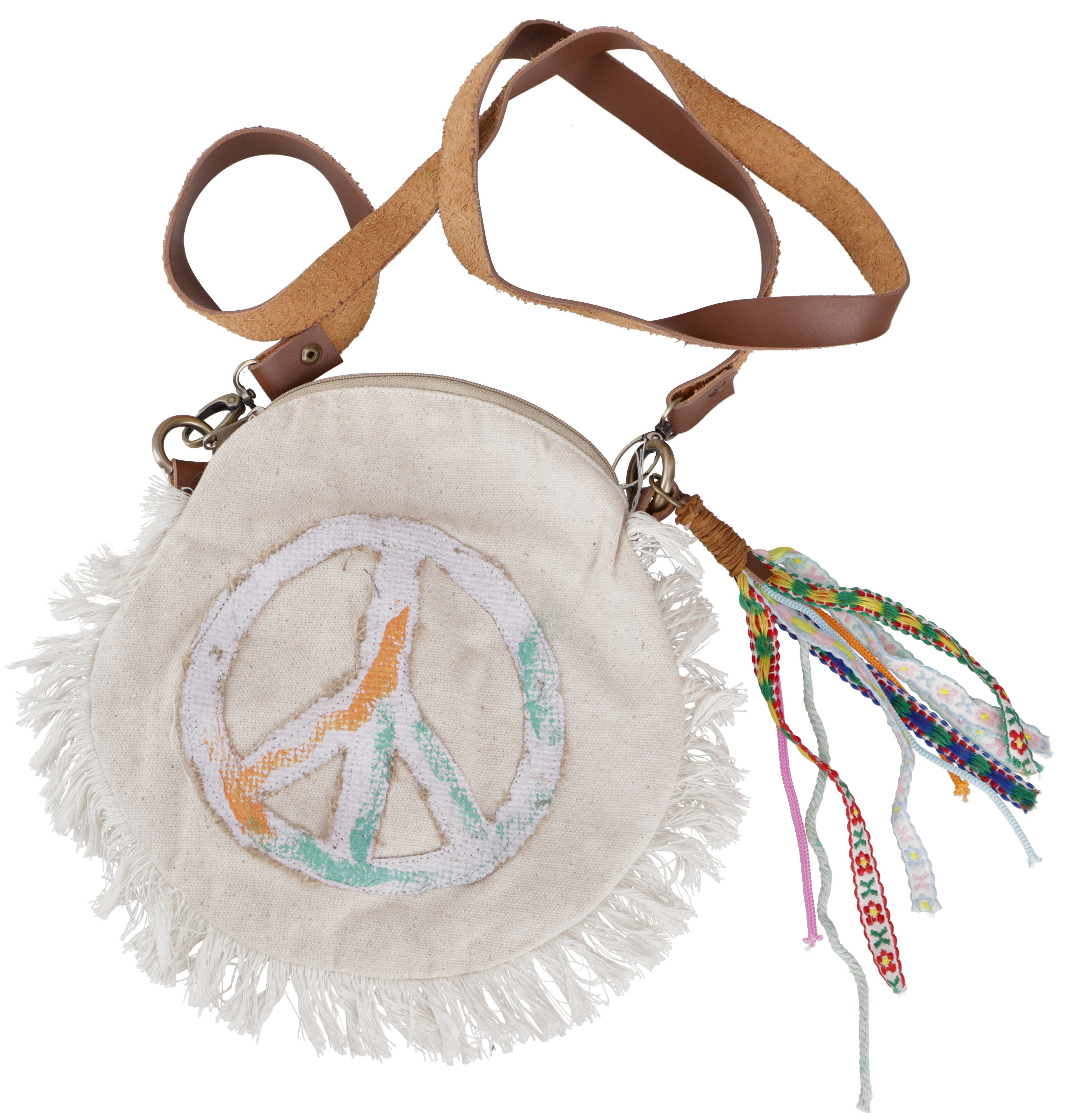 Guru-Shop Schultertasche Boho Schultertasche, Hippie Tasche mit fransen..