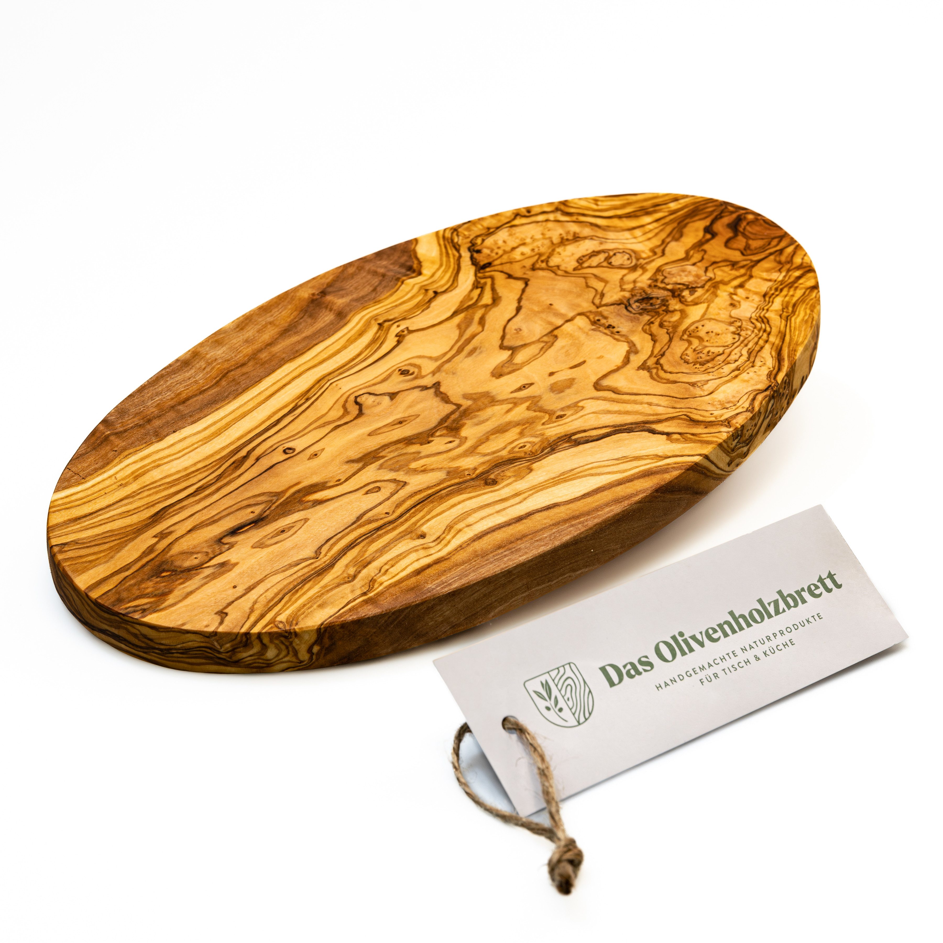dasOlivenholzbrett Frühstücksbrett Frühstücksbrett aus Olivenholz, oval, Holz, (1-St)
