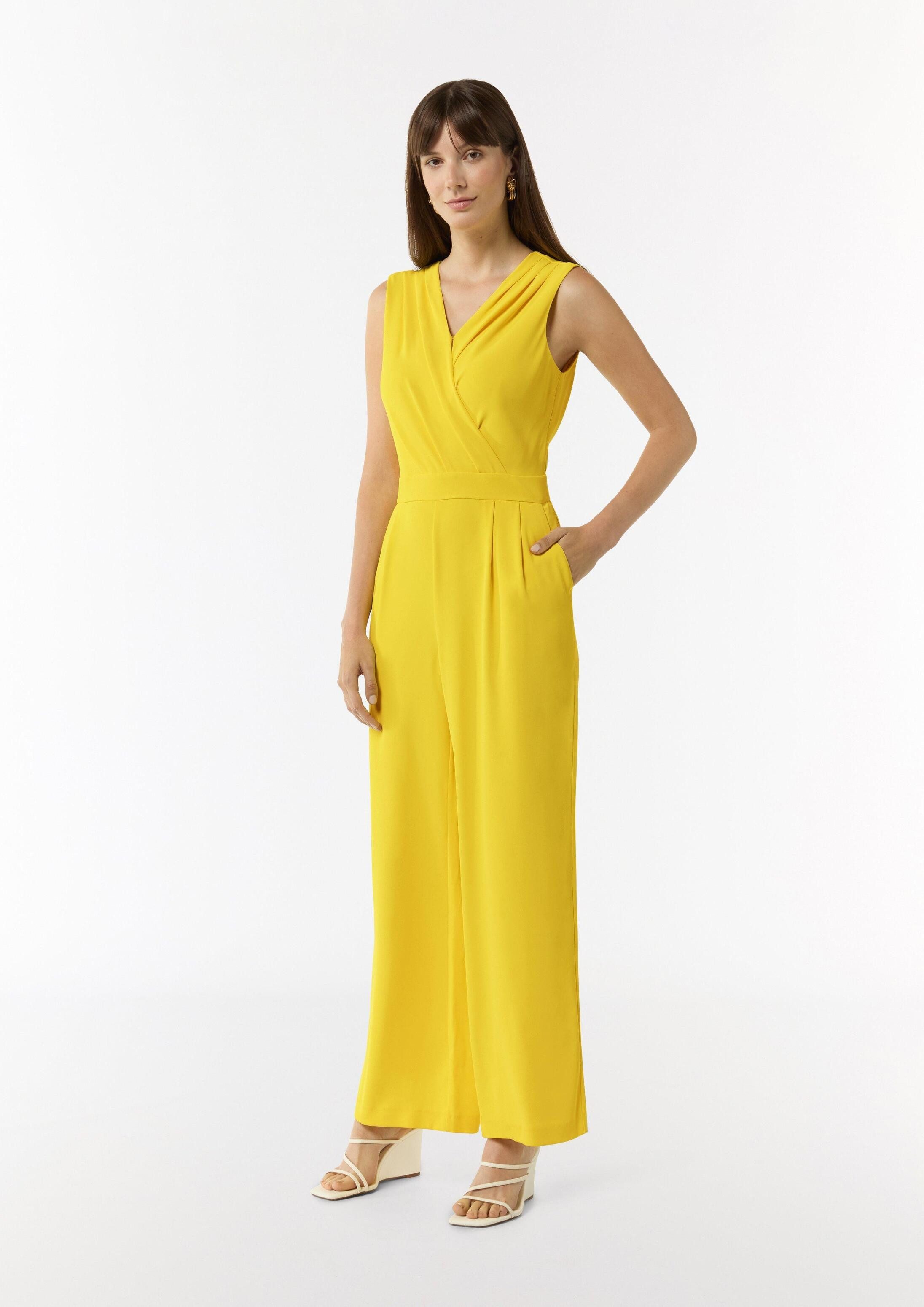comma Jumpsuit Overall Ärmelloser Jumpsuit mit Faltendetail