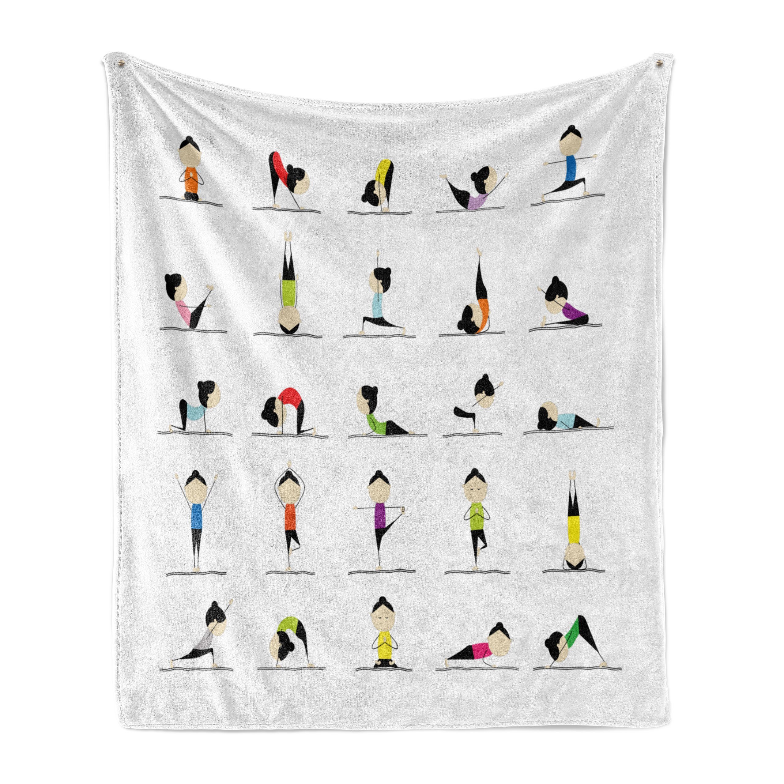 Wohndecke Gemütlicher Plüsch für den Innen- und Außenbereich, Abakuhaus, Gymnastik Frau macht Yoga | Wohndecken