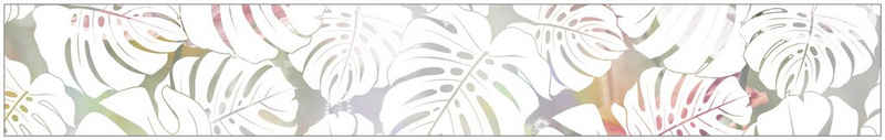 Fensterfolie Look Monstera white, MySpotti, halbtransparent, glatt, 200 x 30 cm, statisch haftend