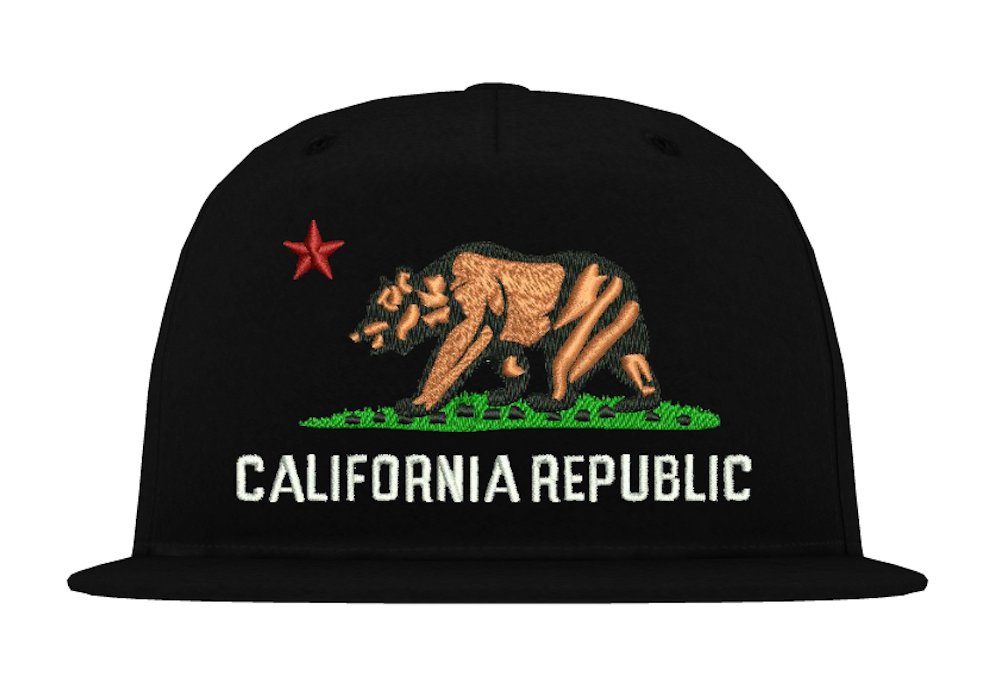 Youth Designz Baseball Cap California Republic Unisex Snapback Cap mit modischer Logo Stickerei Schwarz