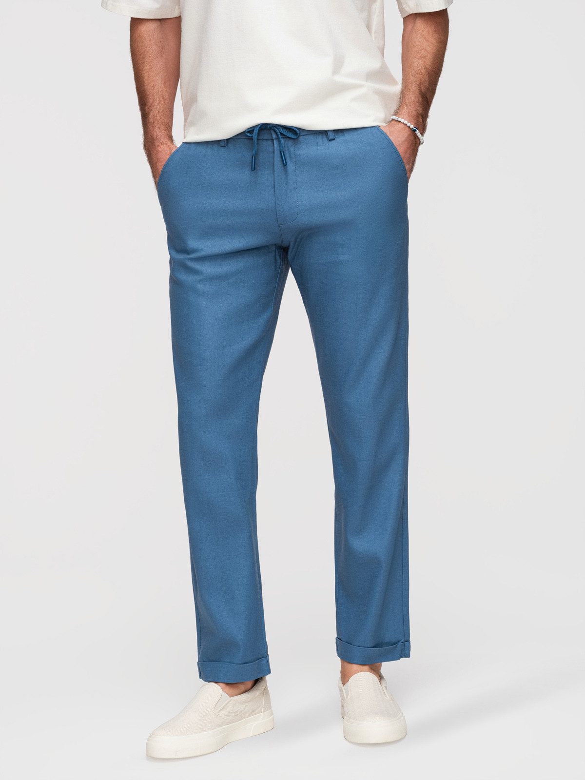 Chinohose Herren Chinohose mit elastischem Bund casual Denim blue XXL