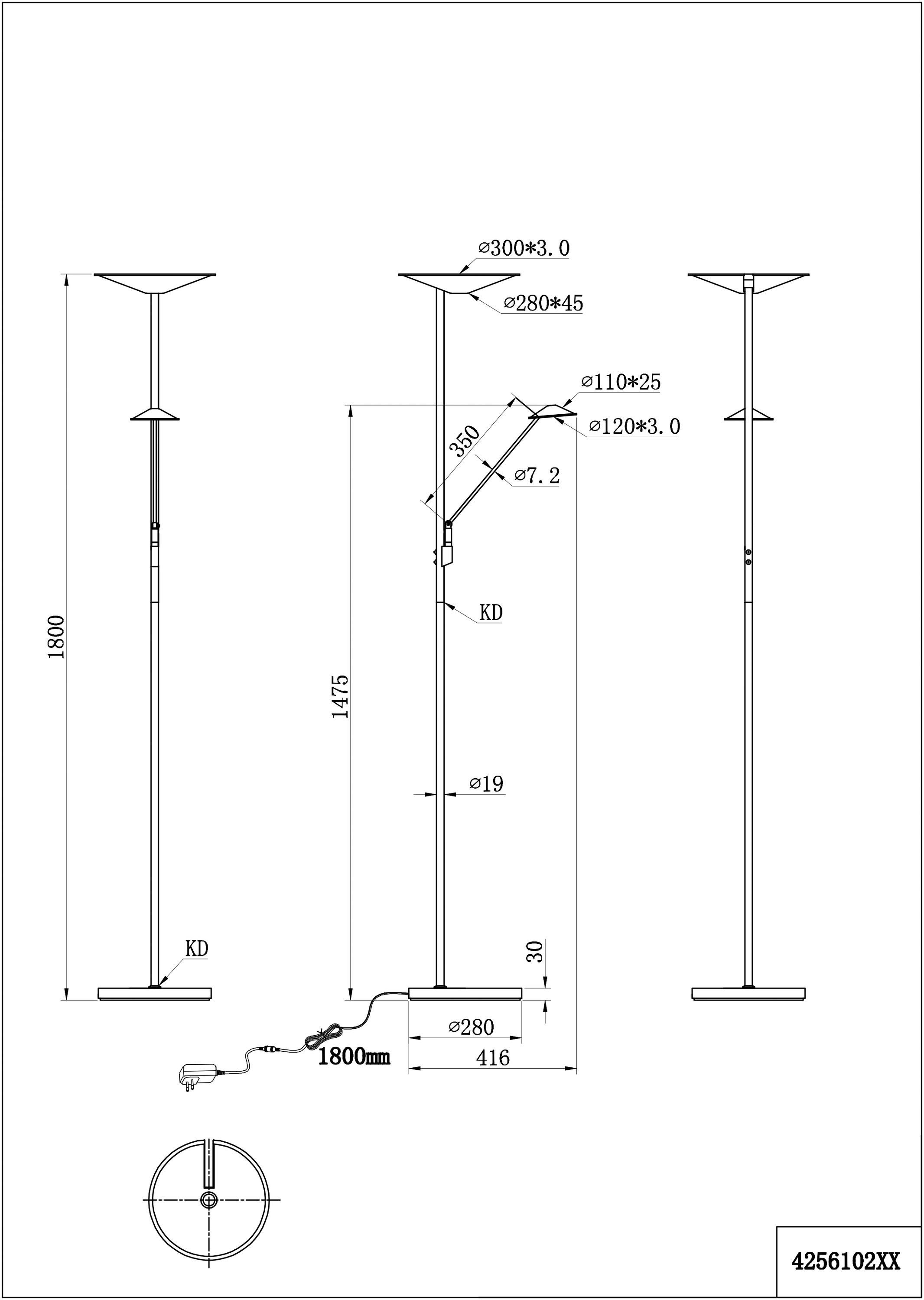 TRIO Leuchten Stehlampe Stehleuchte, TRIO-Leuchten BH BRANTFORD 30x180 cm) (BH Stehleuchte cm 30x180