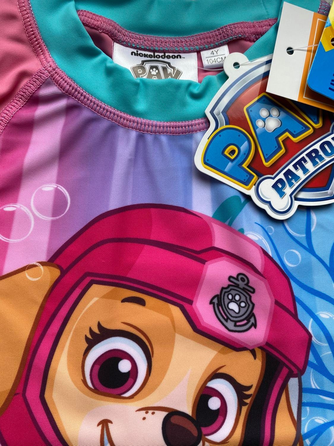 PAW PATROL Bade-Shirt PAW PATROL MÄDCHEN BADESHIRT SCHWIMMSHIRT Oberteil T-Shirt zum Baden UV Schutzfaktor 50 Baby Kleinkind Gr.92