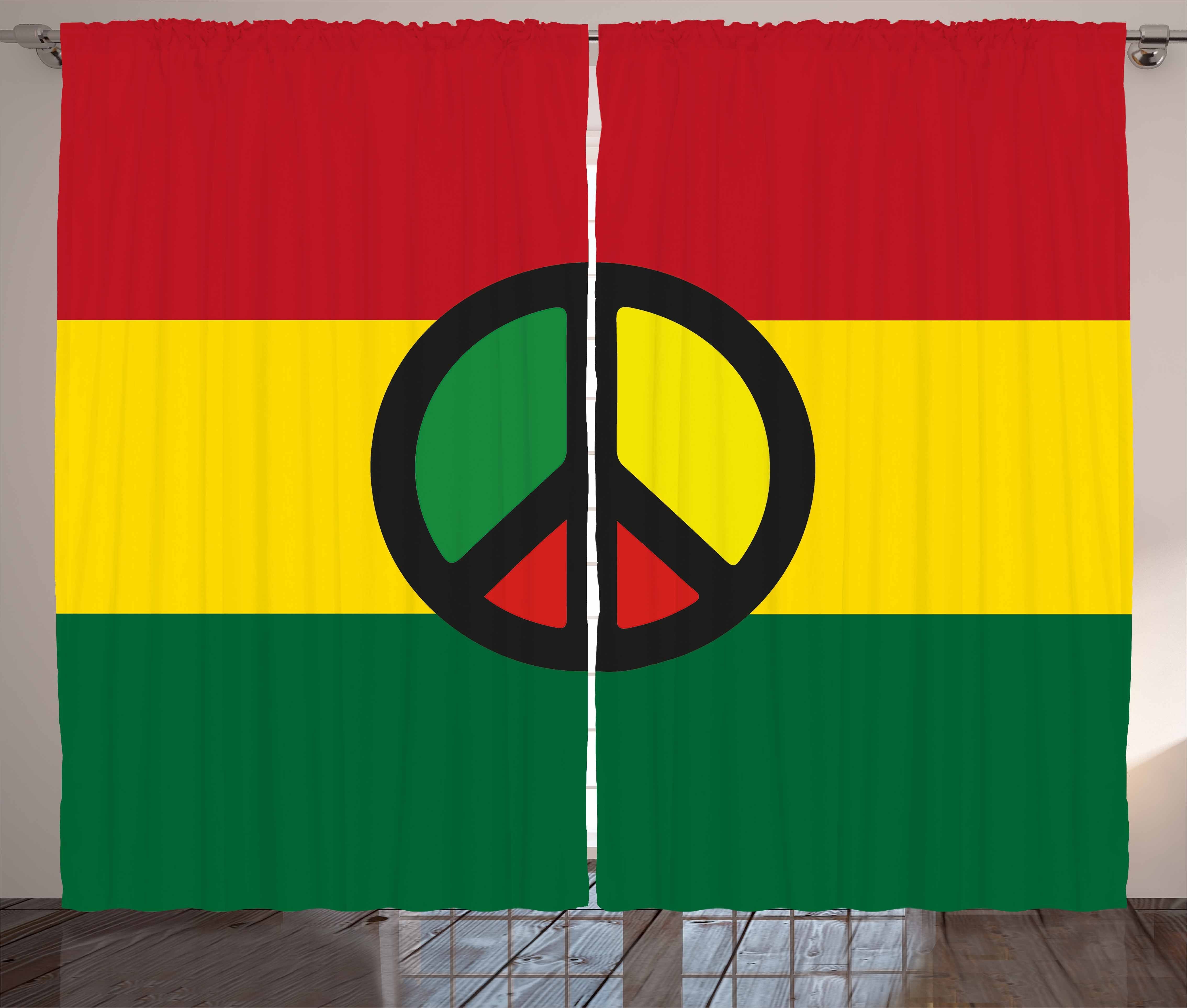 Haken, und Gardine mit Vorhang Kultur Abakuhaus, Kräuselband Reggae jamaikanisch Frieden Schlafzimmer Schlaufen