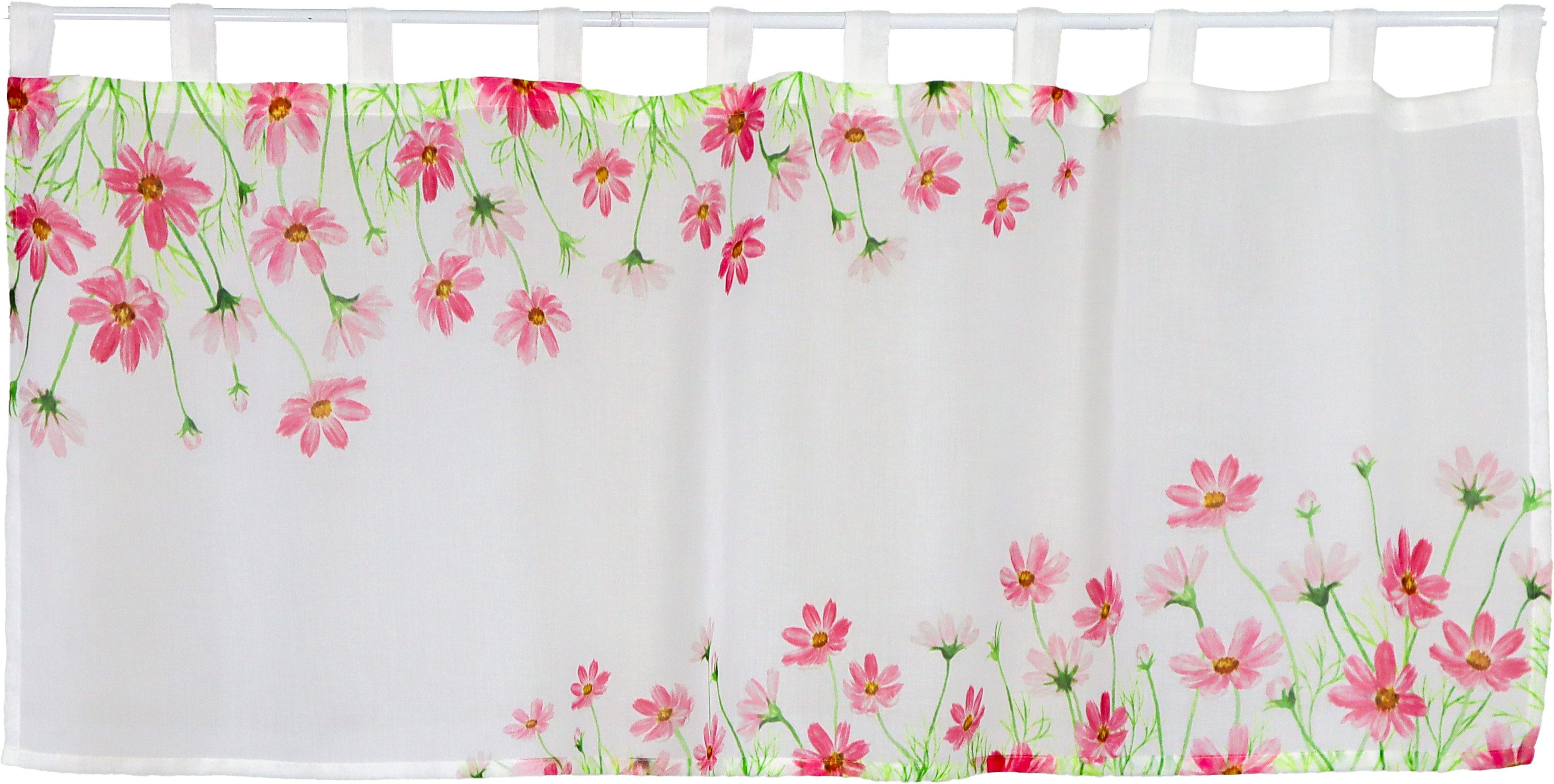 EXPERIENCE Scheibengardine Bistrogardine mit floralem Muster, 50x140 cm, halbtransparent, Schlaufen, halbtransparent