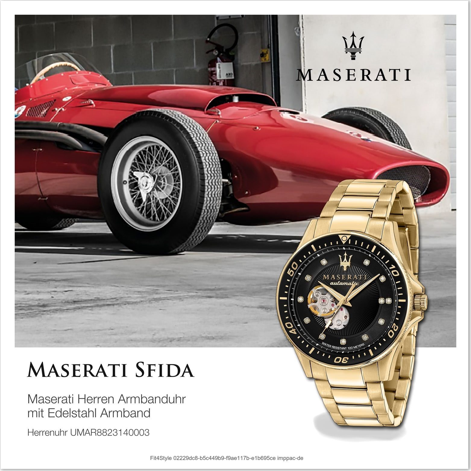 schwarz Quarzuhr Maserati groß Gehäuse, rundes MASERATI Edelstahl Herrenuhr Armband-Uhr, 44mm) (ca. Edelstahlarmband,