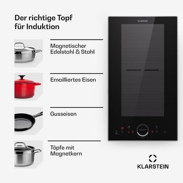 Klarstein Induktions-Kochfeld CP4-Delica-Prime-30B CP4-Delica-Prime-30B, Kochfelder Induktion Hob Einbau Flex 2 Zonen 3500 W