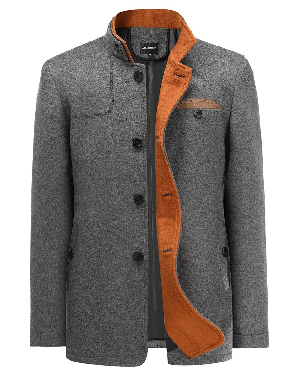 Allthemen Wollmantel mit Stehkragen Wintermantel Einreihig günstig online kaufen
