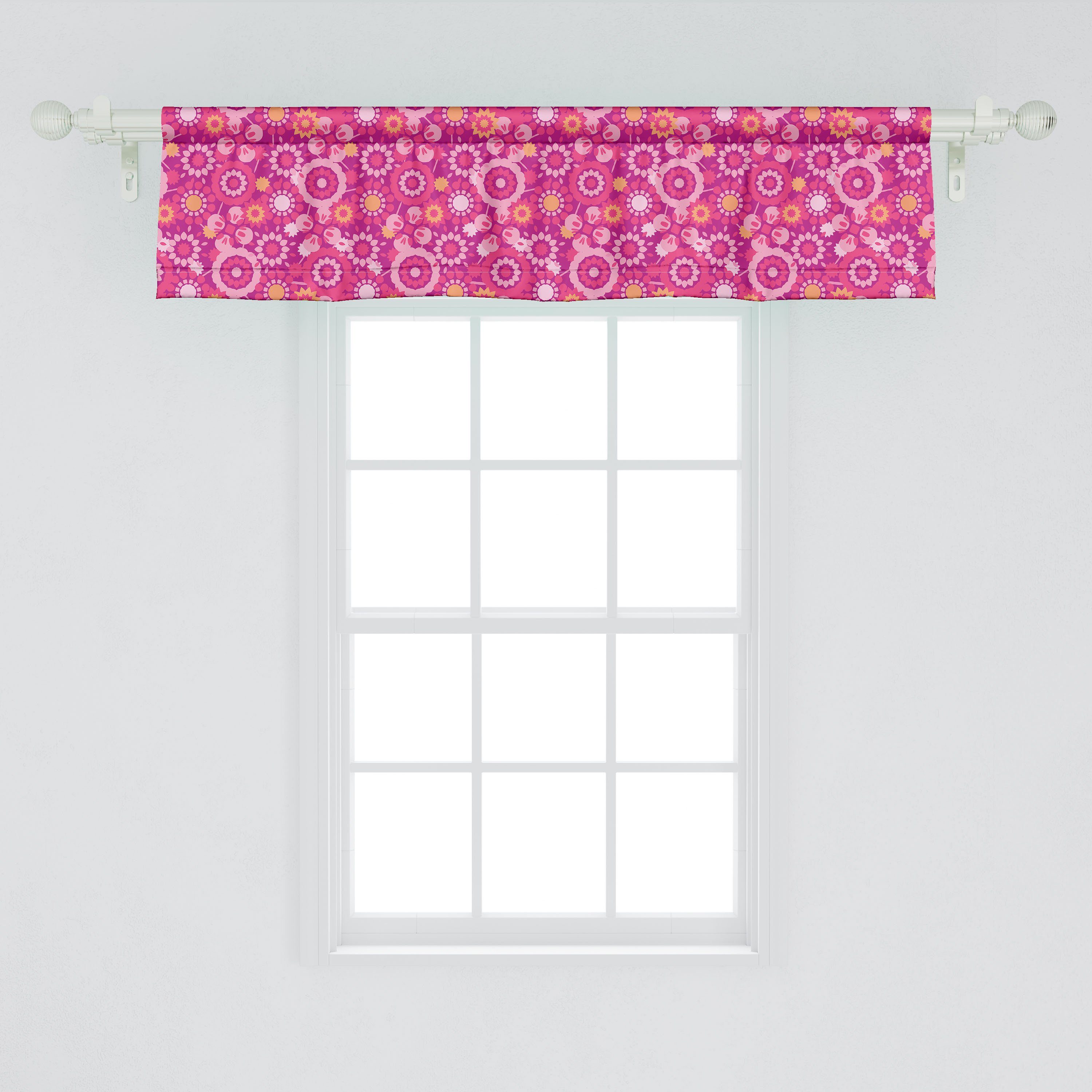Stangentasche, im Schlafzimmer für Vorhang Retro-Art-Art Dekor Scheibengardine Volant Blüht Küche Microfaser, mit Blühen Abakuhaus,