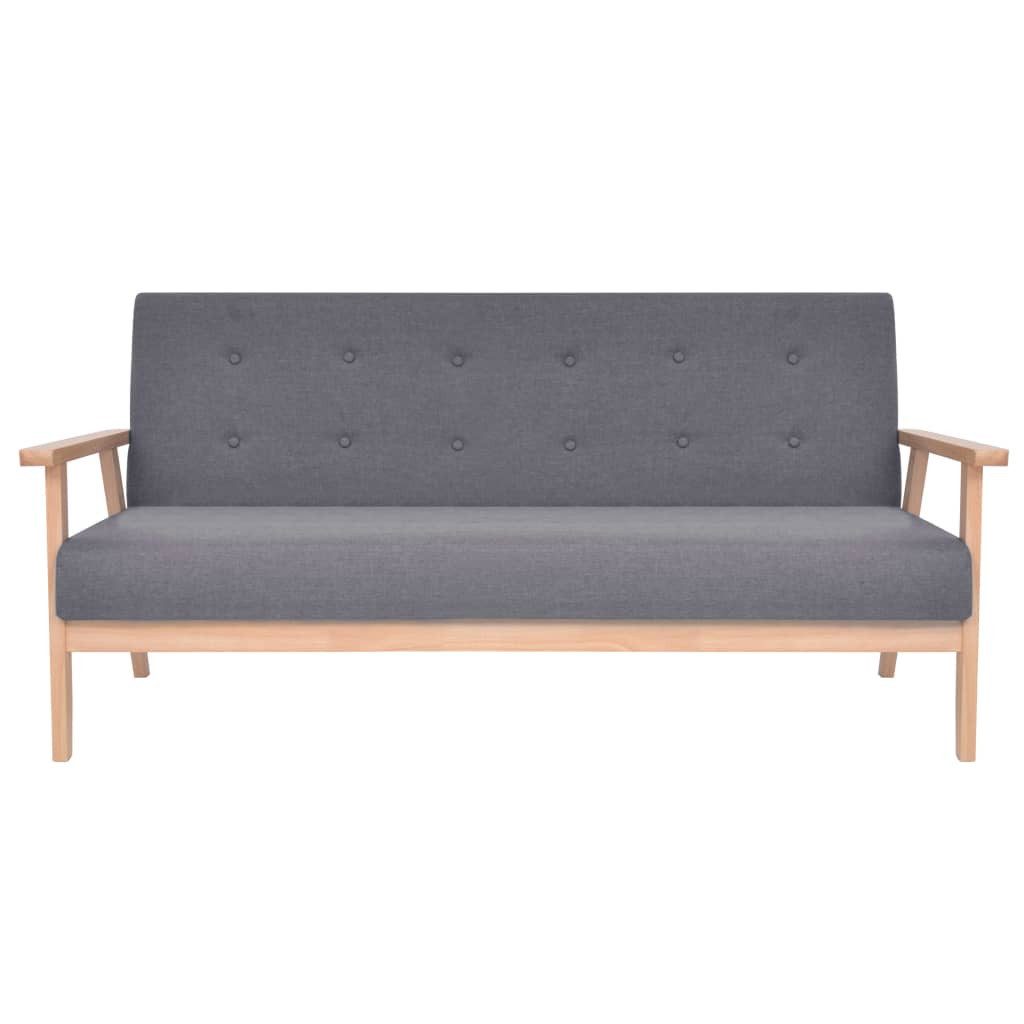 vidaXL Sofa 3-Sitzer Sofa Stoff Dunkelgrau