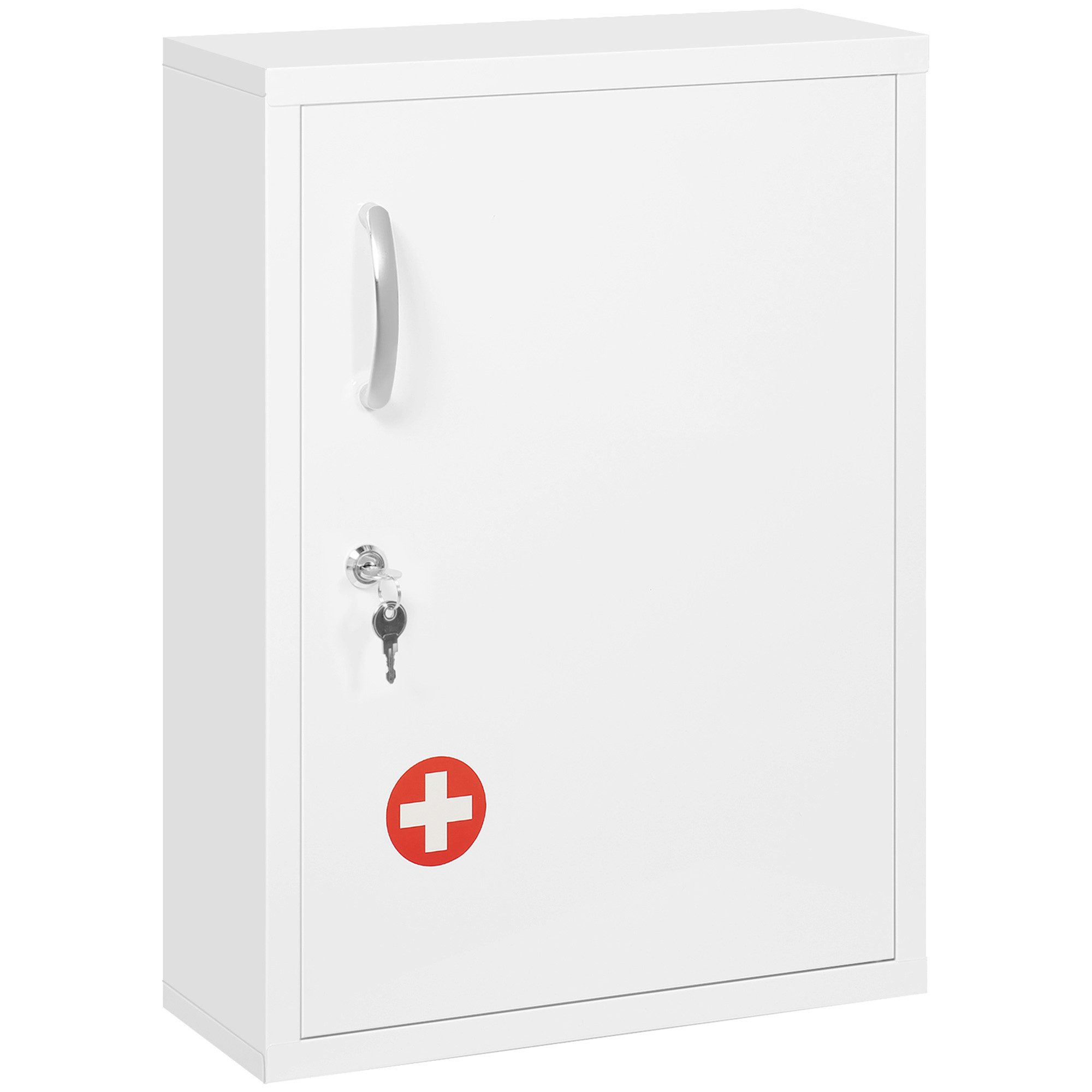 furnicato Medizinschrank Weiß 40B x 15T x 53,5H cm mit 3 Fächern (1-St) Stählerne Apothekerschränke mit Schloss und Ablage für Rezepte