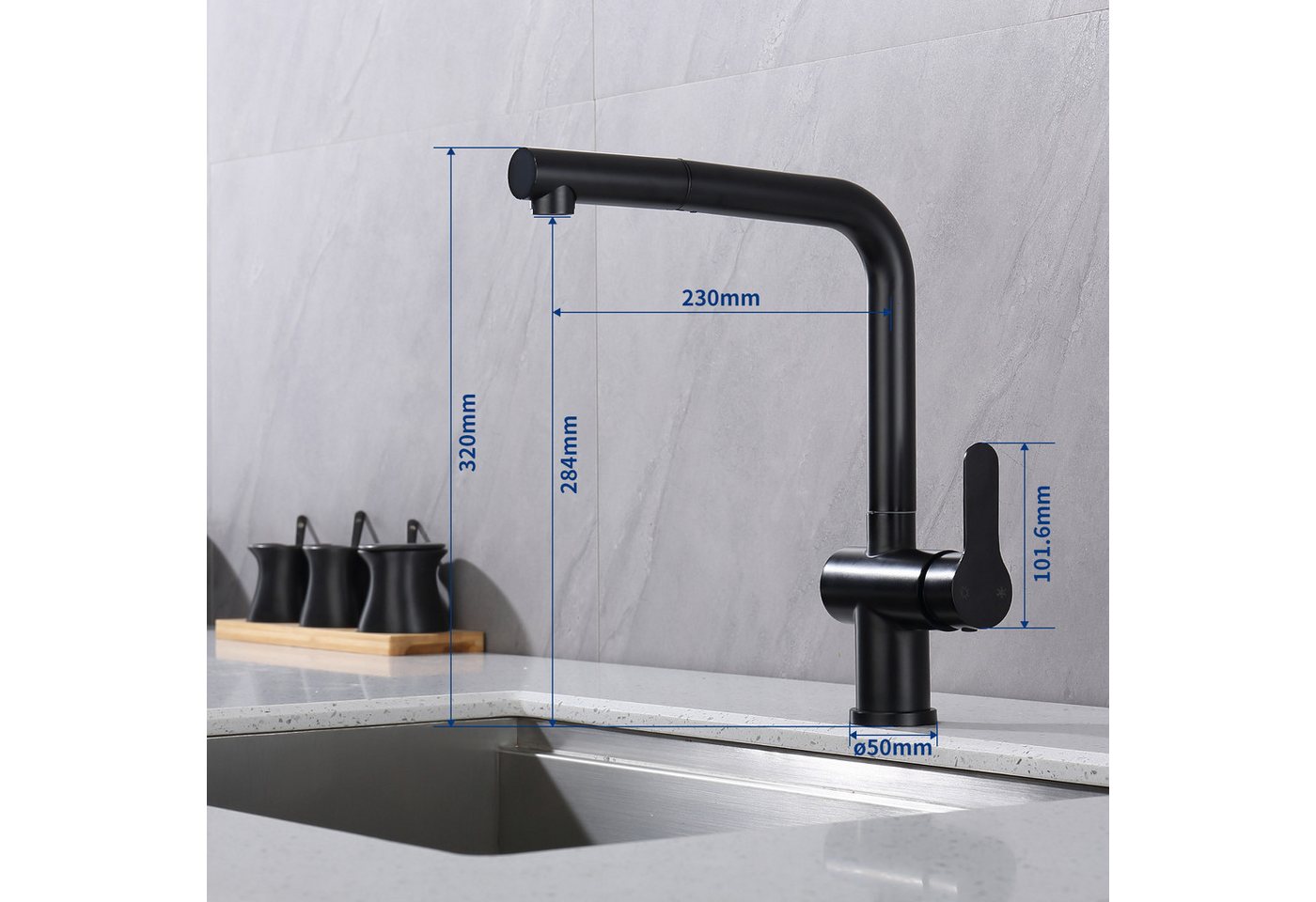 Thumbnail - aihom Küchenarmatur mit 50cm Ausziehbare Brause,360° Drehbar, Edelstahl Ausziehbar Armatur Wasserhahn Küche,Spüle Armatu...