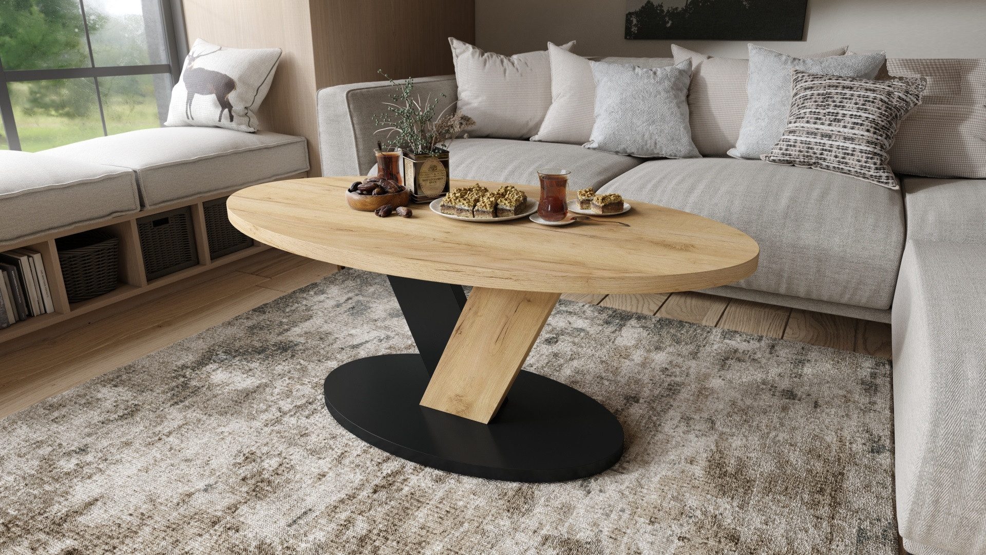 designimpex Couchtisch Design Couchtisch Lova oval Wohnzimmertisch ovaler T günstig online kaufen