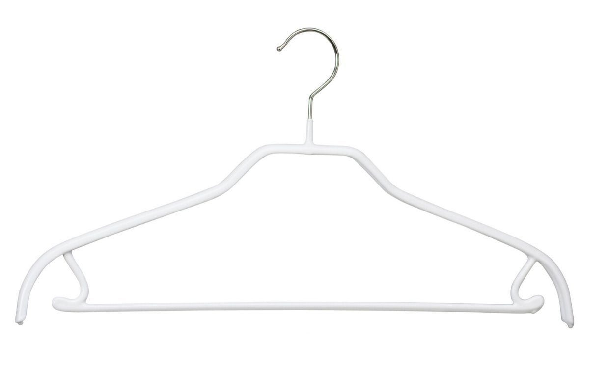 MAWA Kleiderbügel MAWA Silhouette/FRS Universal-Bügel mit Hosensteg und integrierten Rockhaken, ganzflächig rutschhemmend ummantelt, drehbarer Haken, geeignet für Oberbekleidung, Mäntel, Jacken, (5-tlg) Weiß