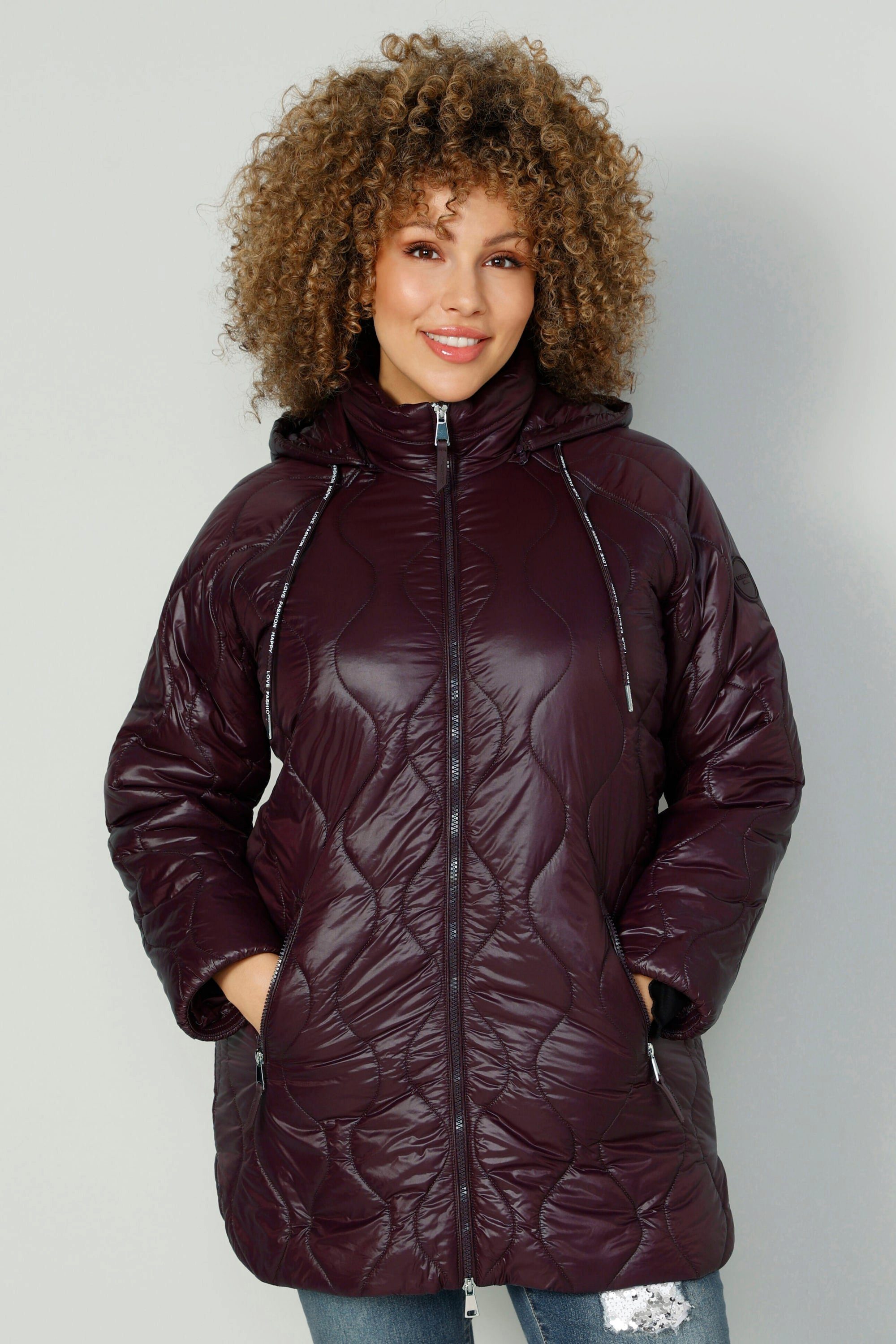 MIAMODA Steppjacke Steppjacke abnehmbare Kapuze 2-Wege-Zipper