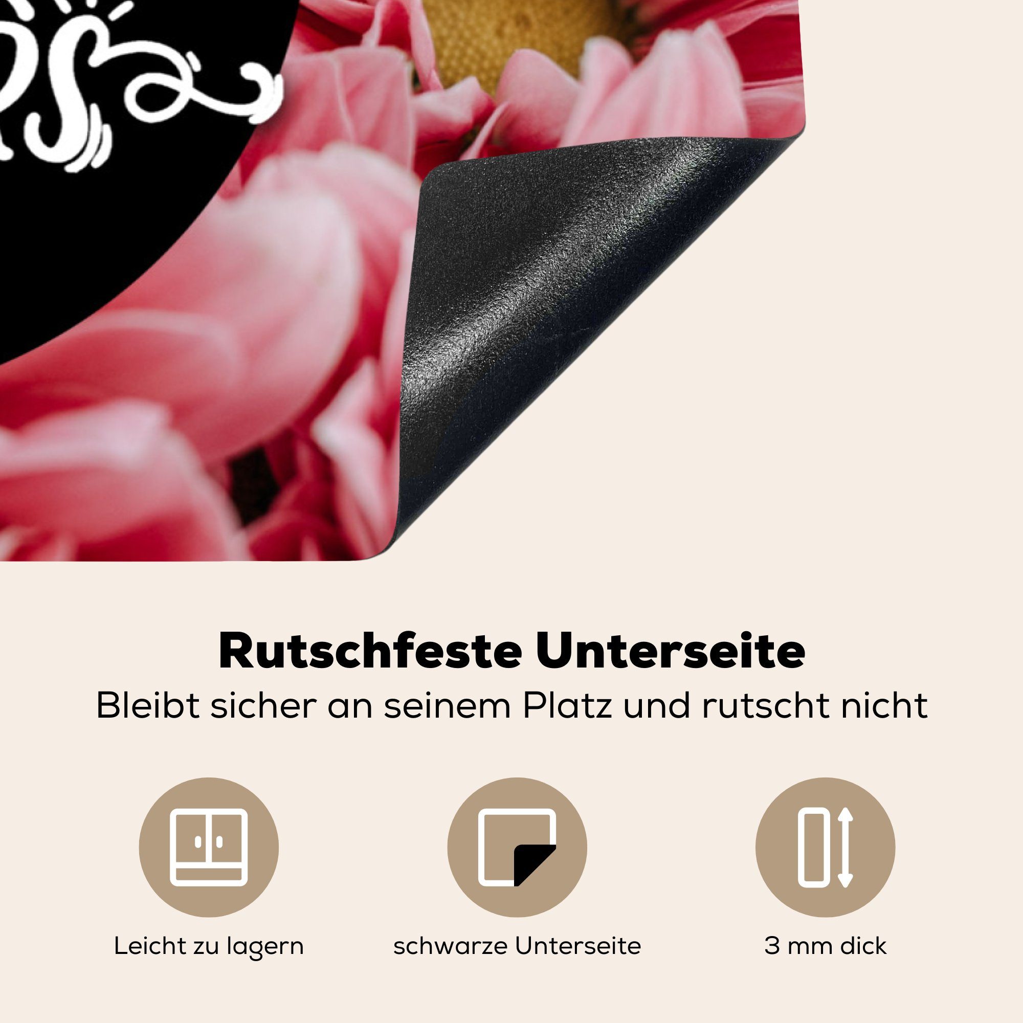 für Sprichwörter Zitate, Ceranfeldabdeckung 'Alles sind Vinyl, Schutz cm, (1 was Induktionskochfeld brauchst MuchoWow - tlg), du Blumen' 81x52 küche, die - Herdblende-/Abdeckplatte