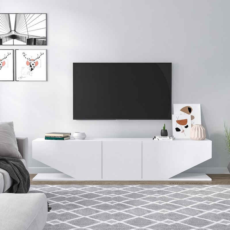 DEMA Home TV-Schrank Diamond Weiß 180cm x 40cm x 30 cm