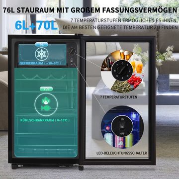 HIYORI Outdoorkühlschrank 76L Mini-Kühlschrank mit Gefrierfach Leise und Energieeffizient