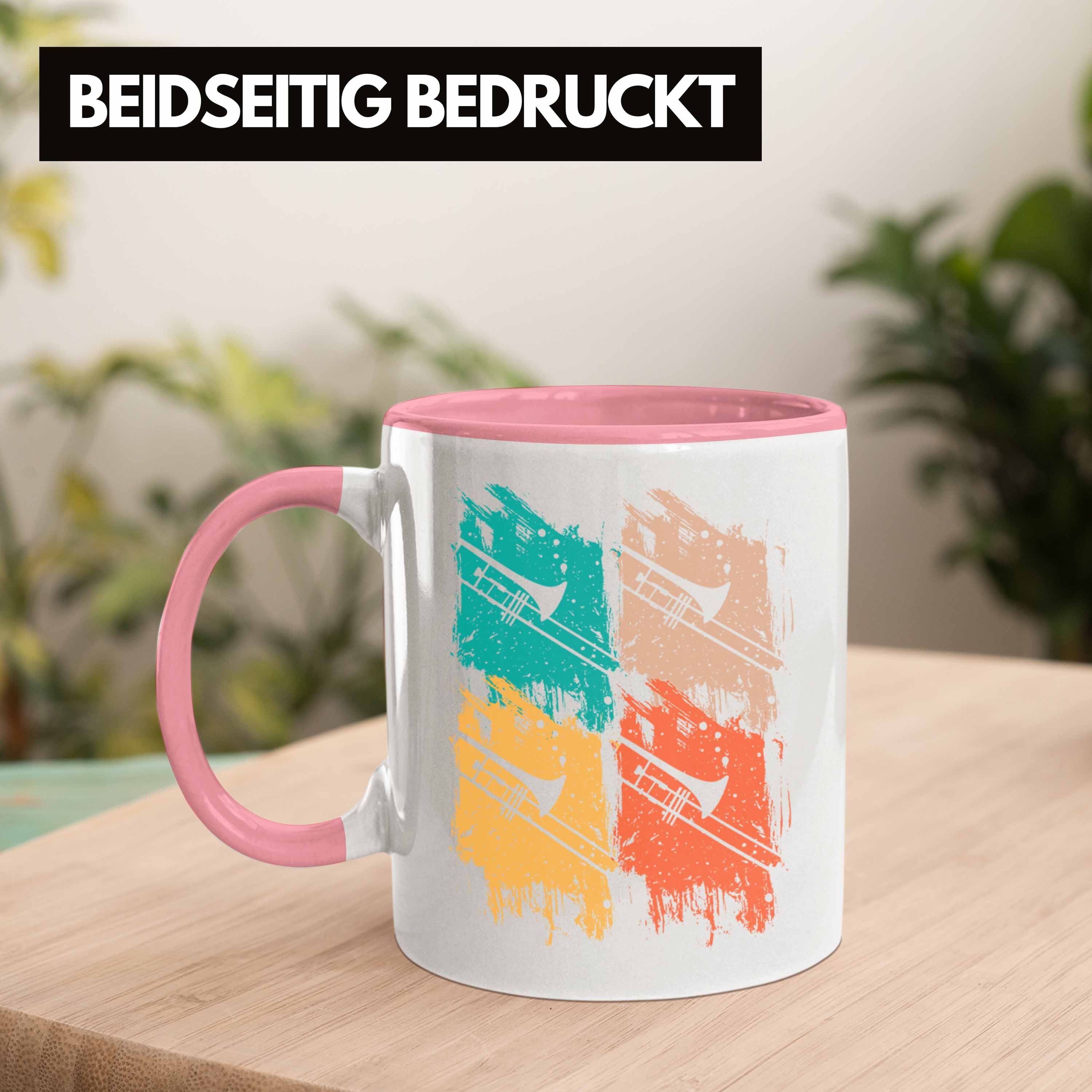 Geschenk Tasse Geschenkid Grafik Posaune Retro Rosa Tasse Posaunist Trendation Kaffeebecher