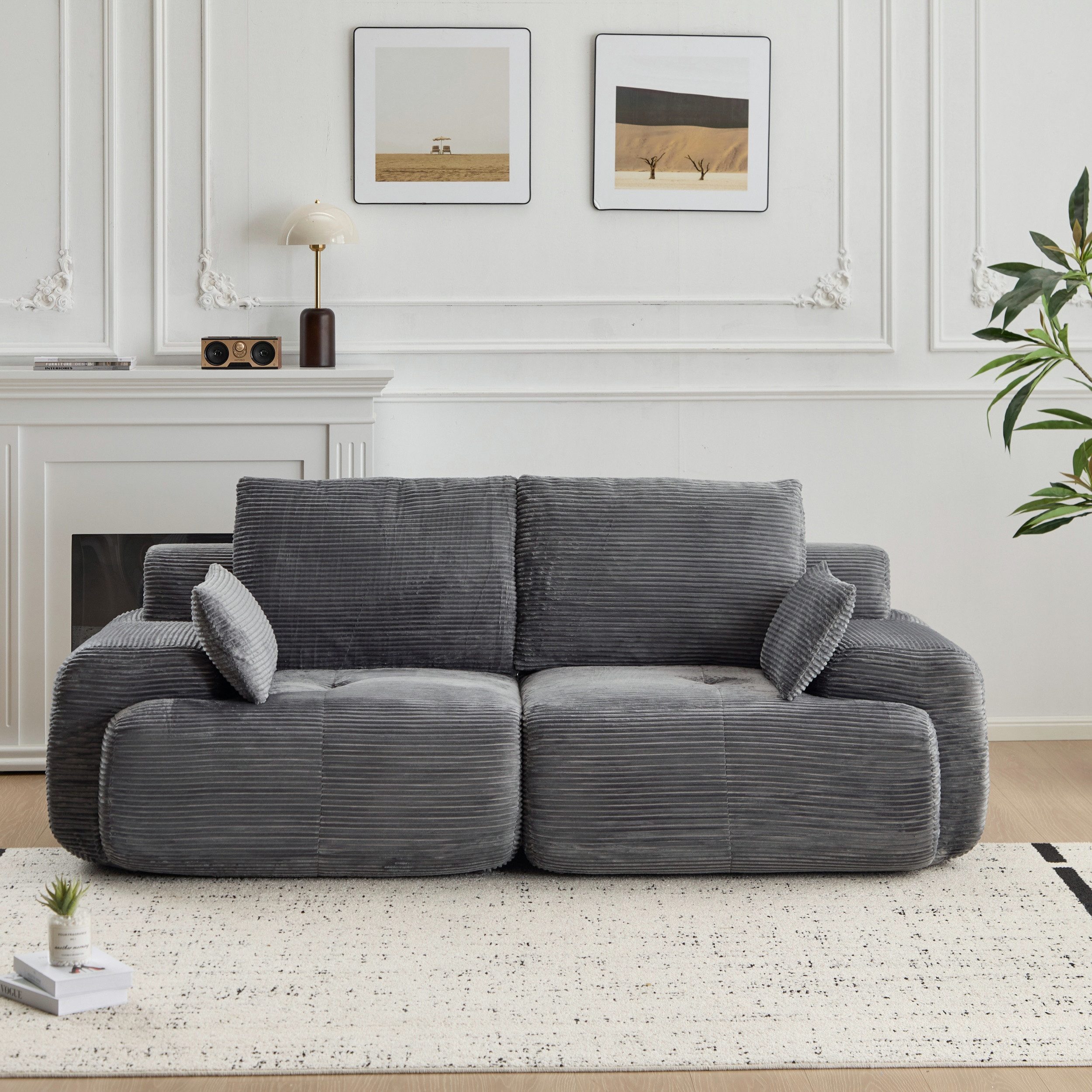 Leawin Ecksofa Ecksofa 3-Sitzer Sofa mit Hocker, ohne Montage, ergonomisch, Modulares Sofa, 32D Polsterung für Wohnzimmer, Schlafzimmer & Büro