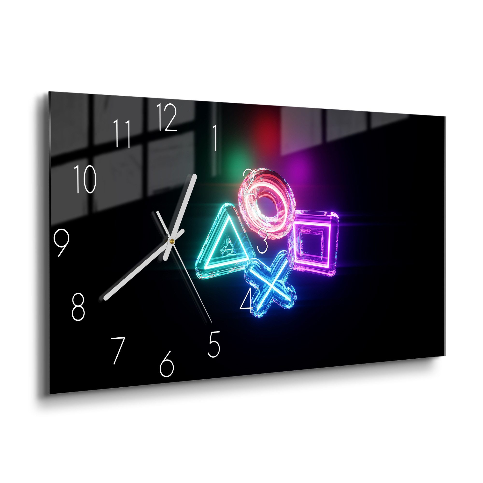 DEQORI Wanduhr 'Neon Gaming Symbole' (Glas günstig online kaufen
