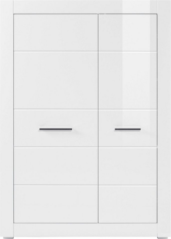 INOSIGN Stauraumschrank BIANCO Höhe 142 cm, Fronten in Hochglanz/ Korpus  inkl. Oberplatte matt