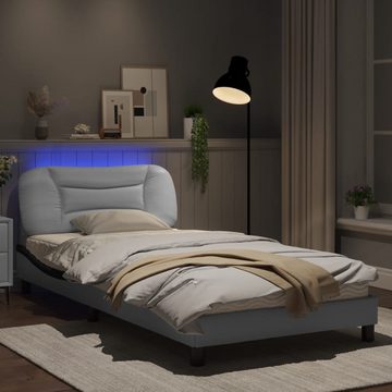 vidaXL Bett Bettgestell mit LED Weiß und Schwarz 100x200 cm Kunstleder