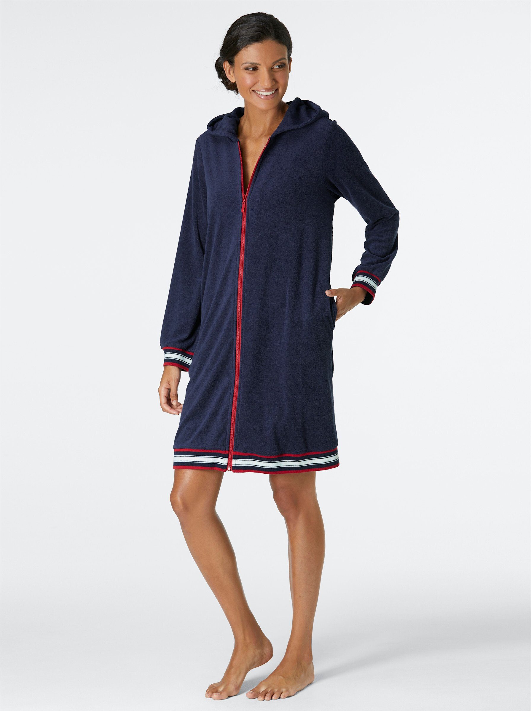 Witt Damenbademantel Bademantel ., Länge ca. 95 cm, Baumwolle, Reißverschlu günstig online kaufen