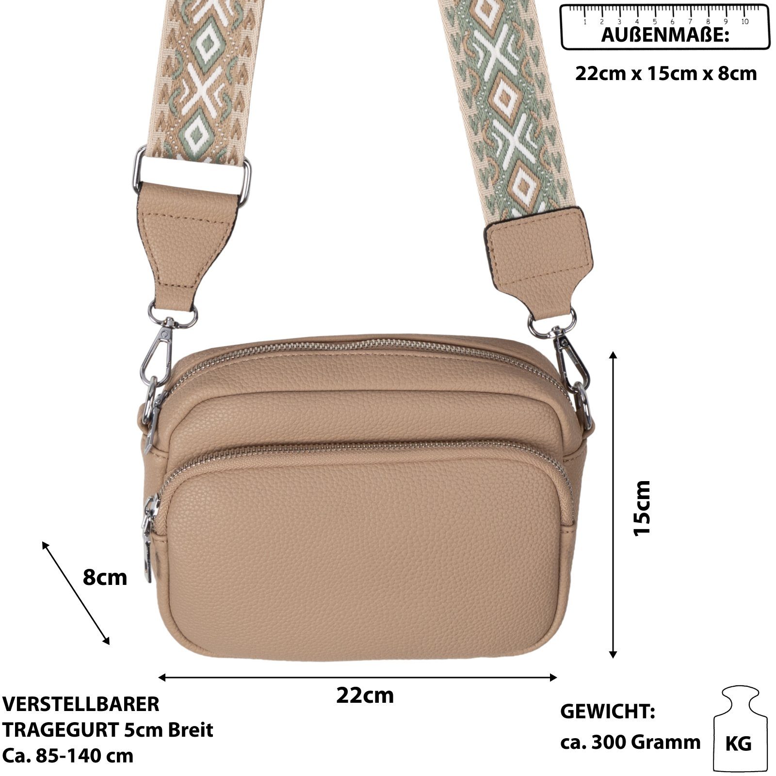 EAAKIE Gürteltasche Bauchtasche Umhängetasche Crossbody-Bag Kunstleder tragbar Umhängetasche Italy-D, CrossOver, als Schultertasche, Hüfttasche SOIL