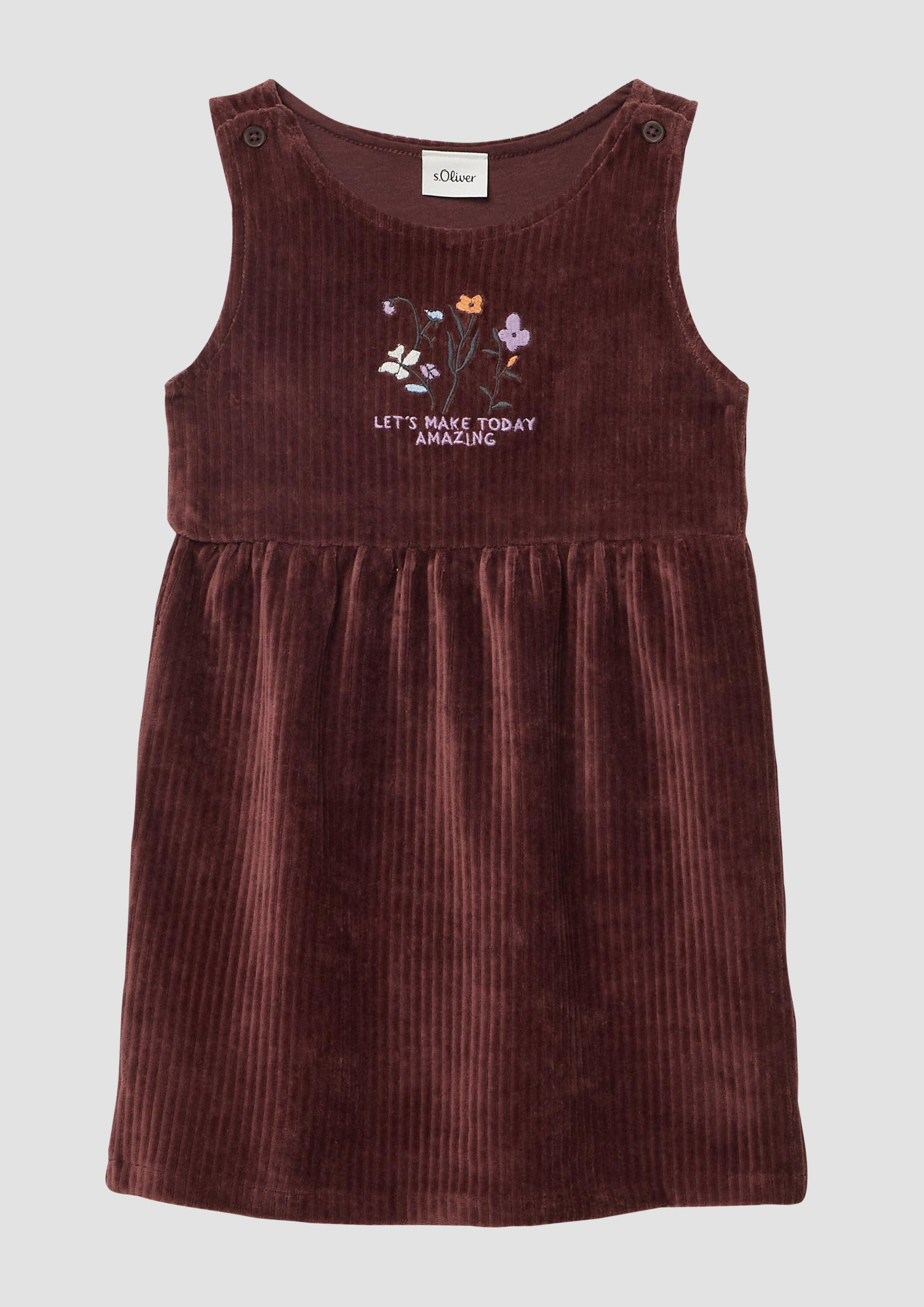 s.Oliver Minikleid Kleid Weiches Cord-Kleid mit Stickerei
