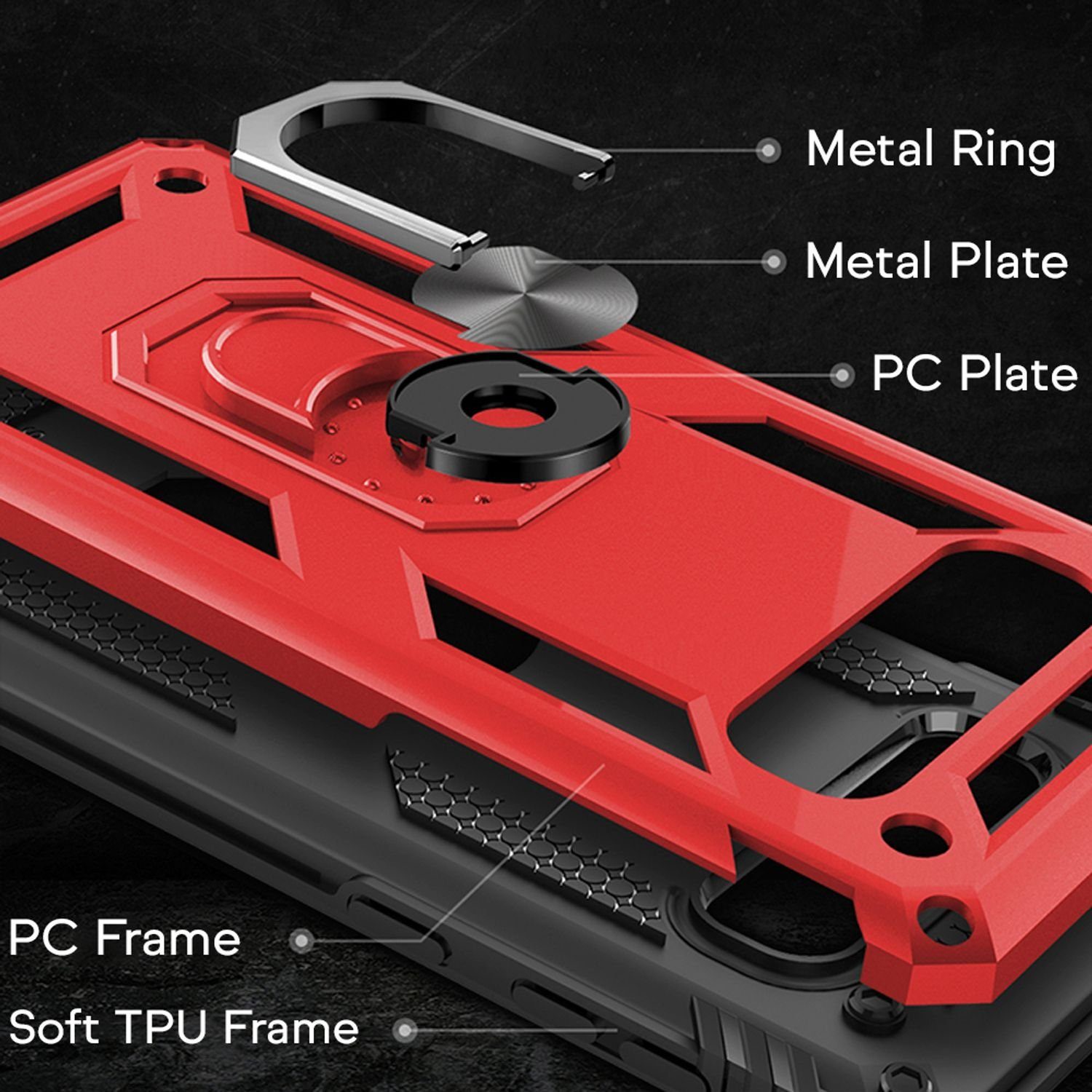 Nalia Smartphone-Hülle Samsung Galaxy S10 Plus 16,3 cm (6,4 Zoll), Outdoor Military Style Hülle mit Ring / Extrem Schützend / Panzer Case