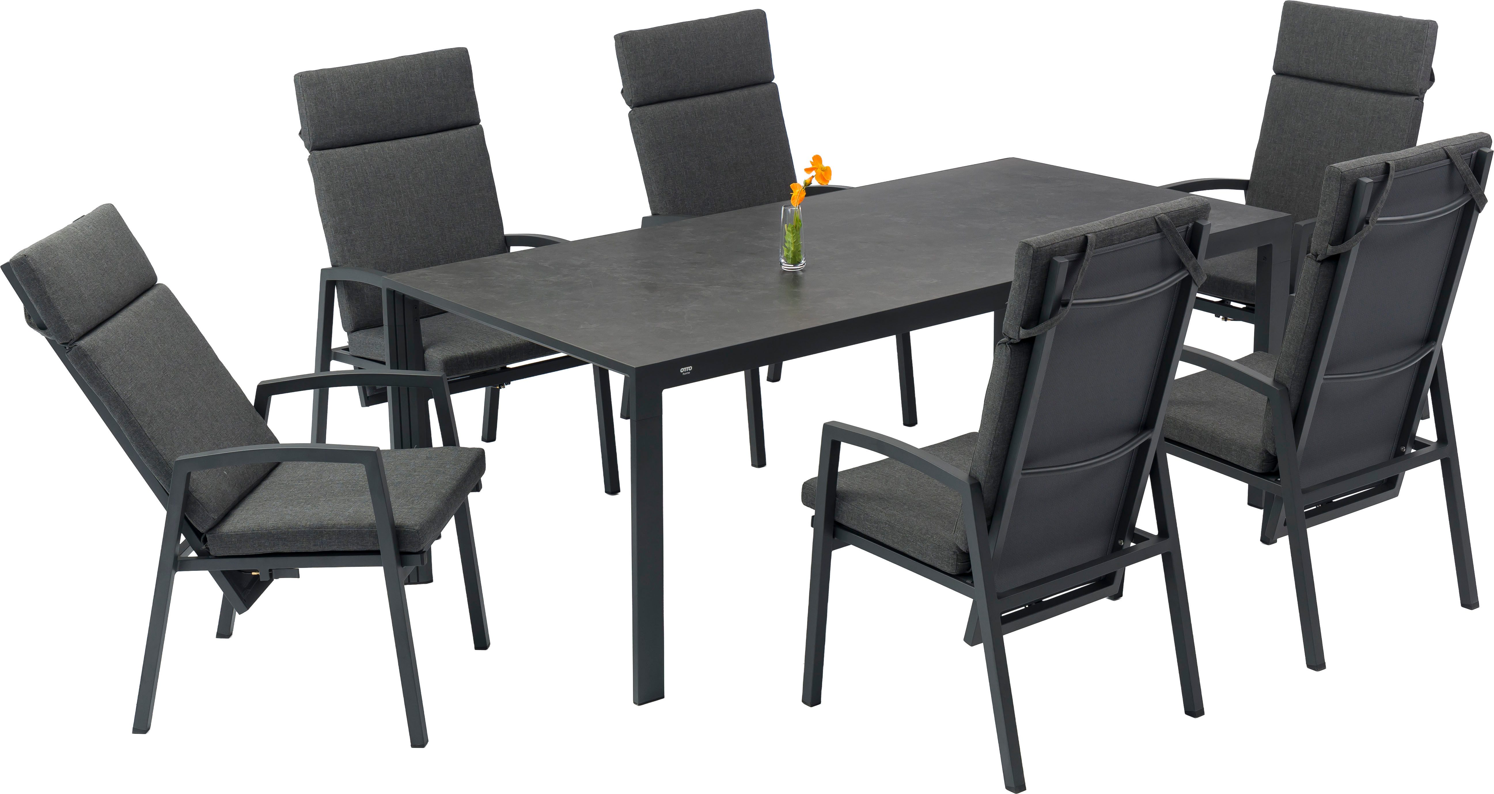 OTTO home Garten-Essgruppe Maruja, (Set, 13-tlg., 6x Sessel, 6x Auflage, 1x Tisch), bestehend aus 1 Tisch, 6 Stühlen und 6 Sitzauflagen. Reduzierter Preis € 1.299,99. Unverbindliche Preisempfehlung € 2.599,99