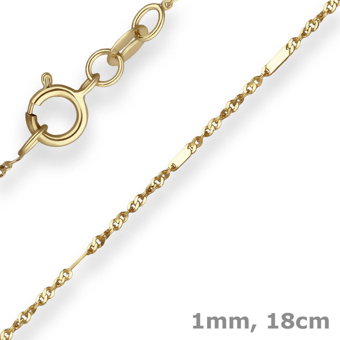 Schmuck Krone Goldarmband 1mm Armband Fantasiekette aus 585 Gelbgold 18cm, Gold 585