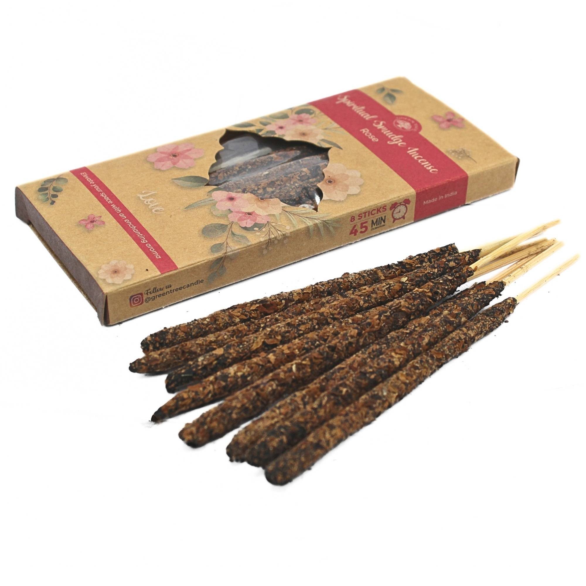 Green Tree Räucherstäbchen Green Tree Spiritual Smudge Incense "Rose of Love", 8 dicke Stäbchen