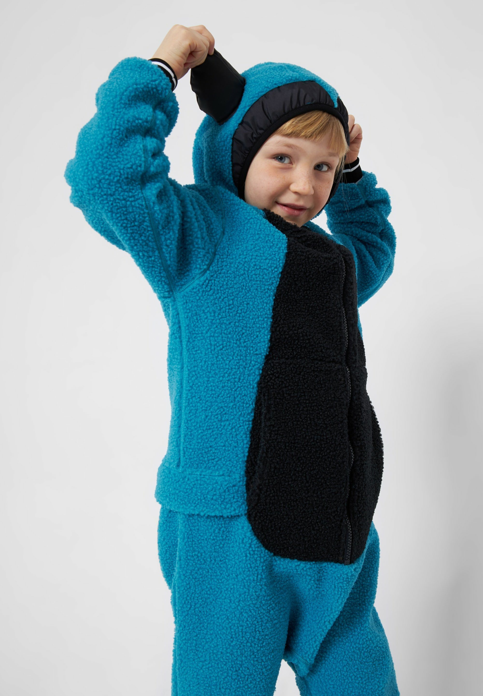 WeeDo Fleeceoverall Monster Weiche Monster-Hörner aus Kunstleder, Mitwachsfunktion