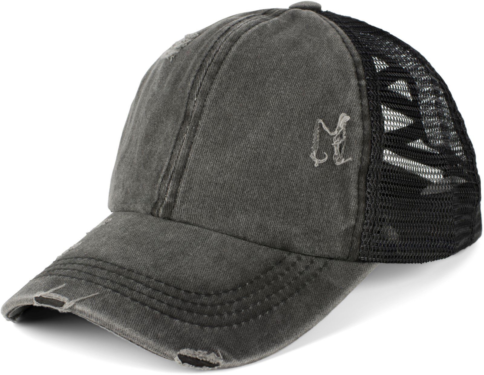 styleBREAKER Baseball Cap Ponytail Baseball Cap Used Look mit Mesh Einsatz (1-St)