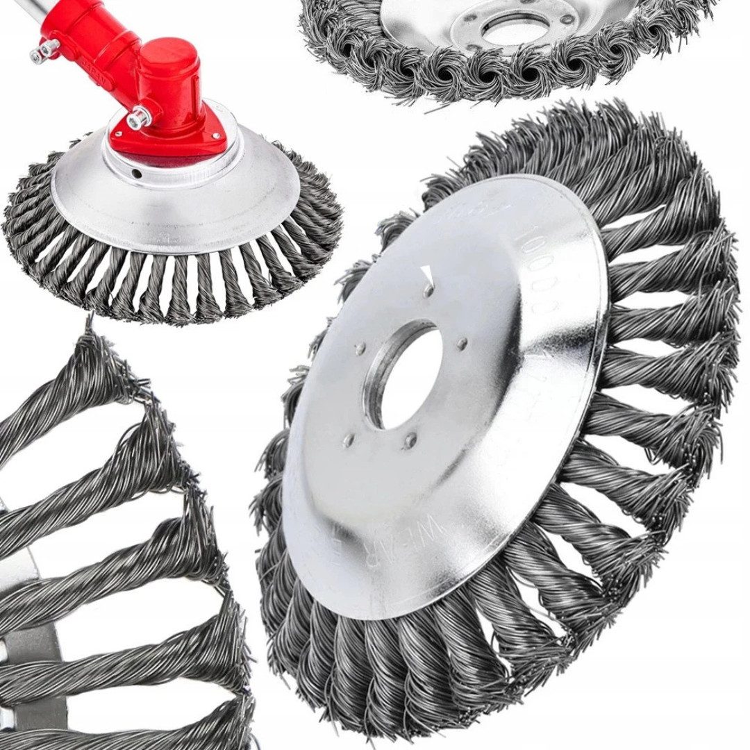 VERK GROUP Akku-Motorsense Profi Unkrautbürste 200 mm für Freischneider Motorsense 25 mm, (Unkrautbürste, 1 St., Unkrautbürste 200 mm für Freischneider und Motorsensen), 200 mm Durchmesser, Stahl-Drahtborsten, 25 mm Aufnahme
