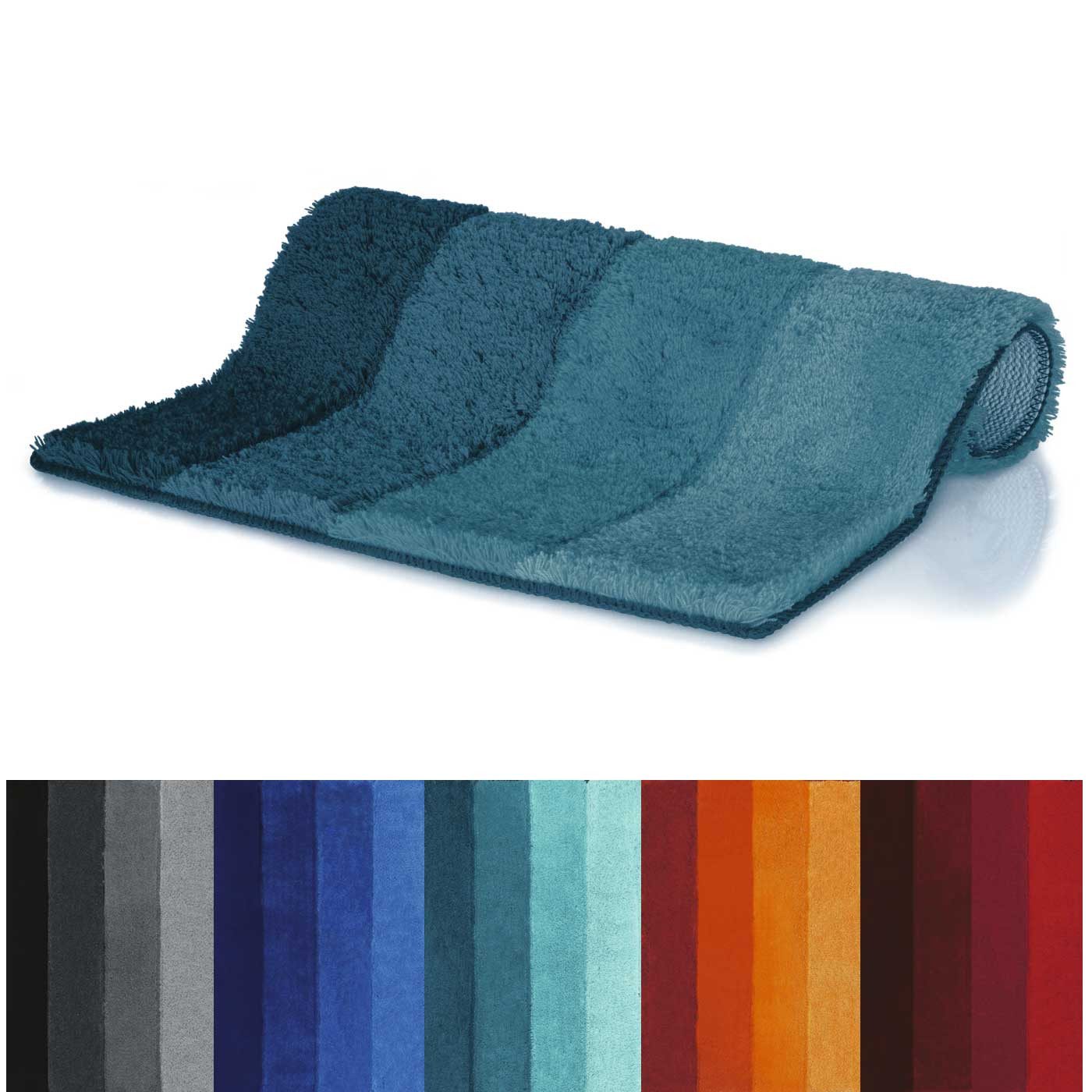 spirella Badematte Spirella Badteppich Badematte Badvorleger Duschvorleger Mikrofaser, Höhe 25 mm, Badteppich Hochflor 20-25 mm, Für Fussbodenheizung geeignet, 90% Polyester, rechteckig